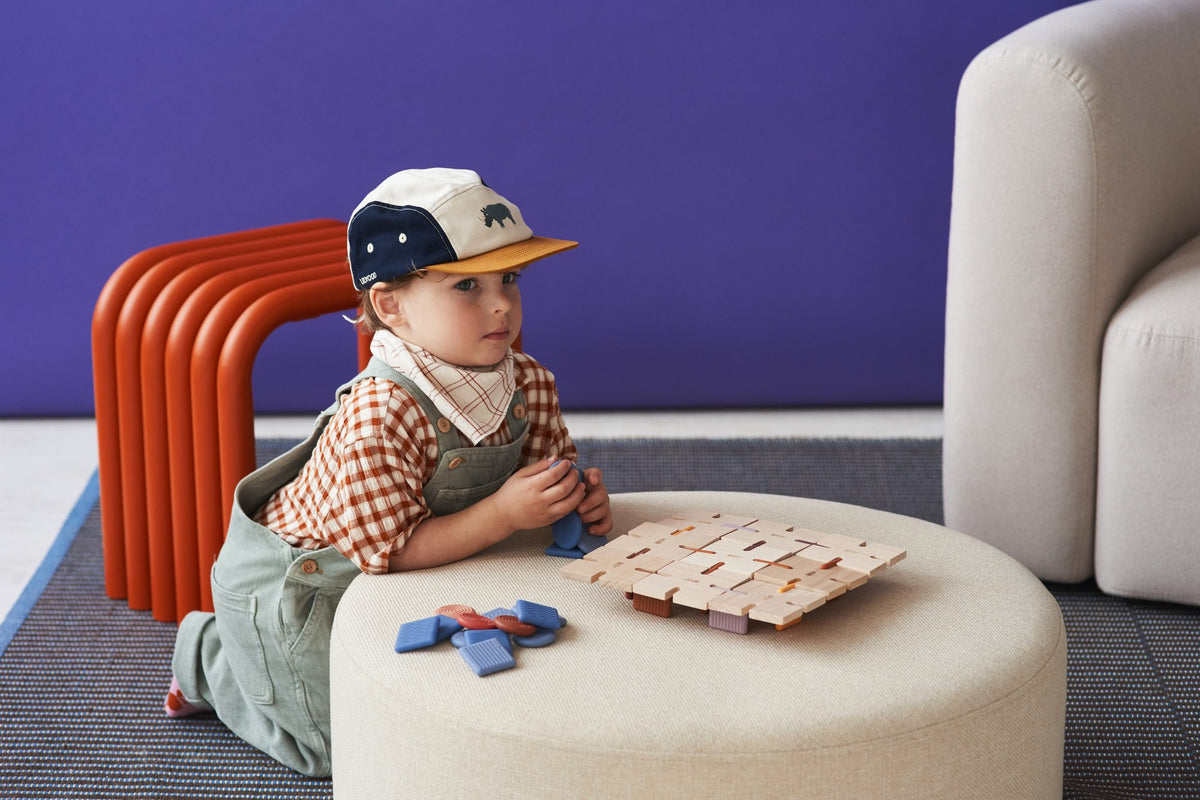 kids laughing while building BAVVIC wooden toys