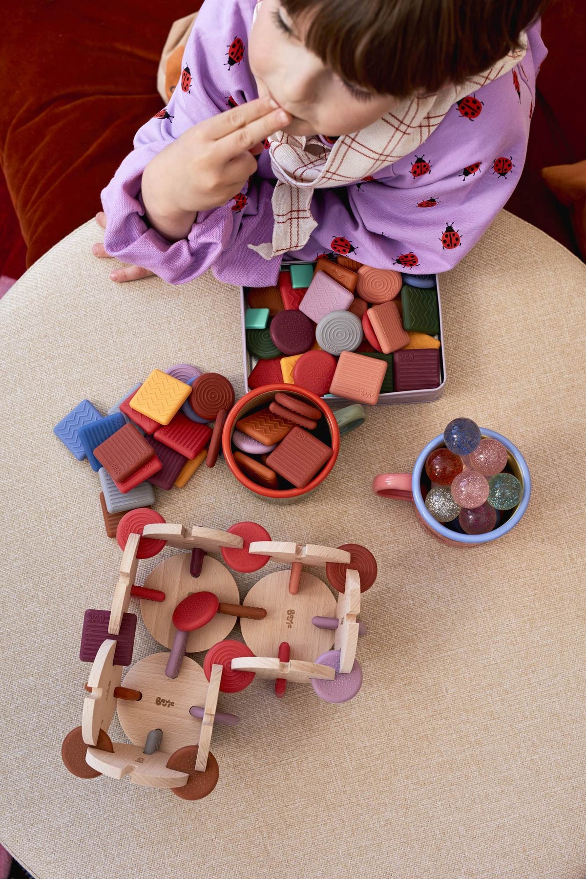 colorful BAVVIC wooden block construction candy shop scene